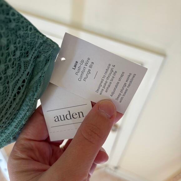 Auden NWT Women's Lace Push-Up Plunge Bra Tidal Flow Green 36DD - Picture 5 of 9